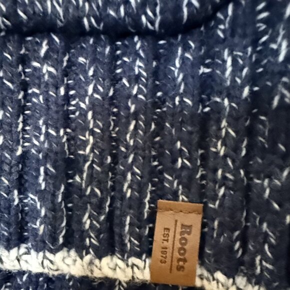 Roots Marled Knit Full-Zip Sweater Jacket Navy White Cotton Blend Size L - Picture 5 of 7